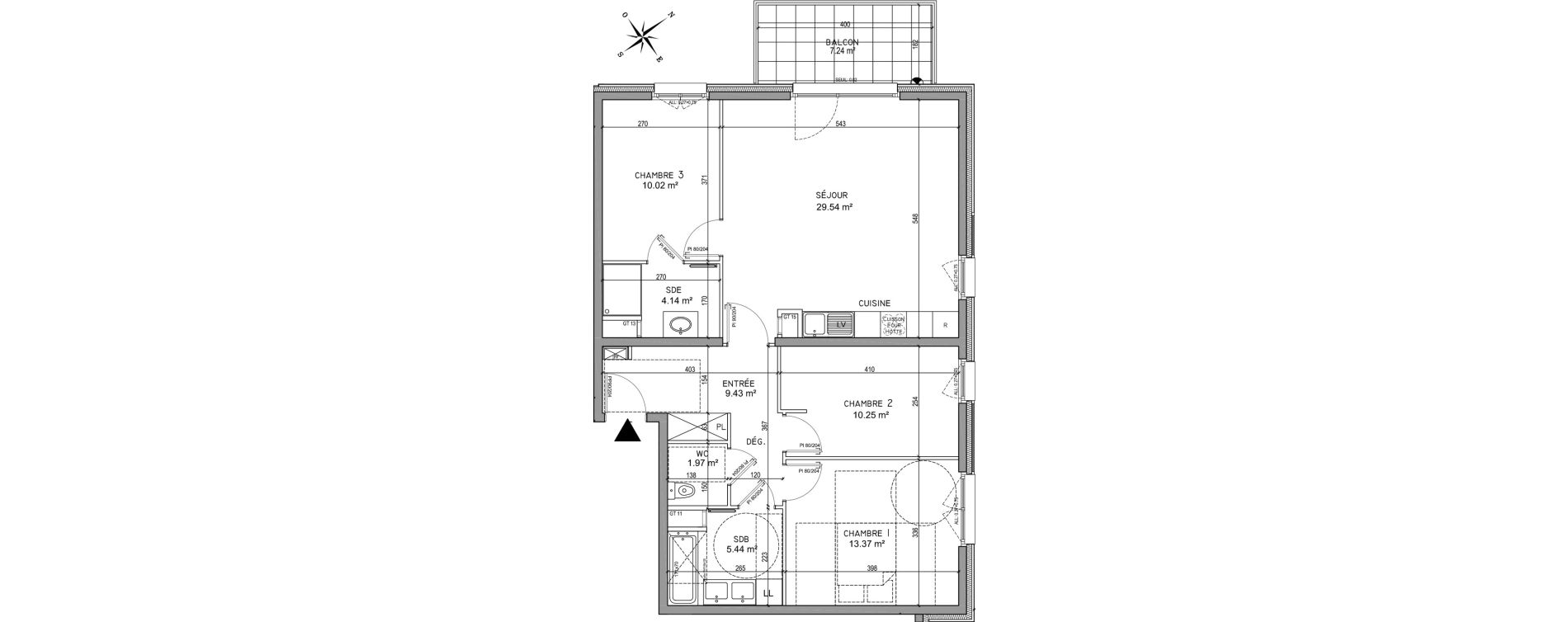Appartement T4 de 84,16 m2 &agrave; Oberhausbergen Centre