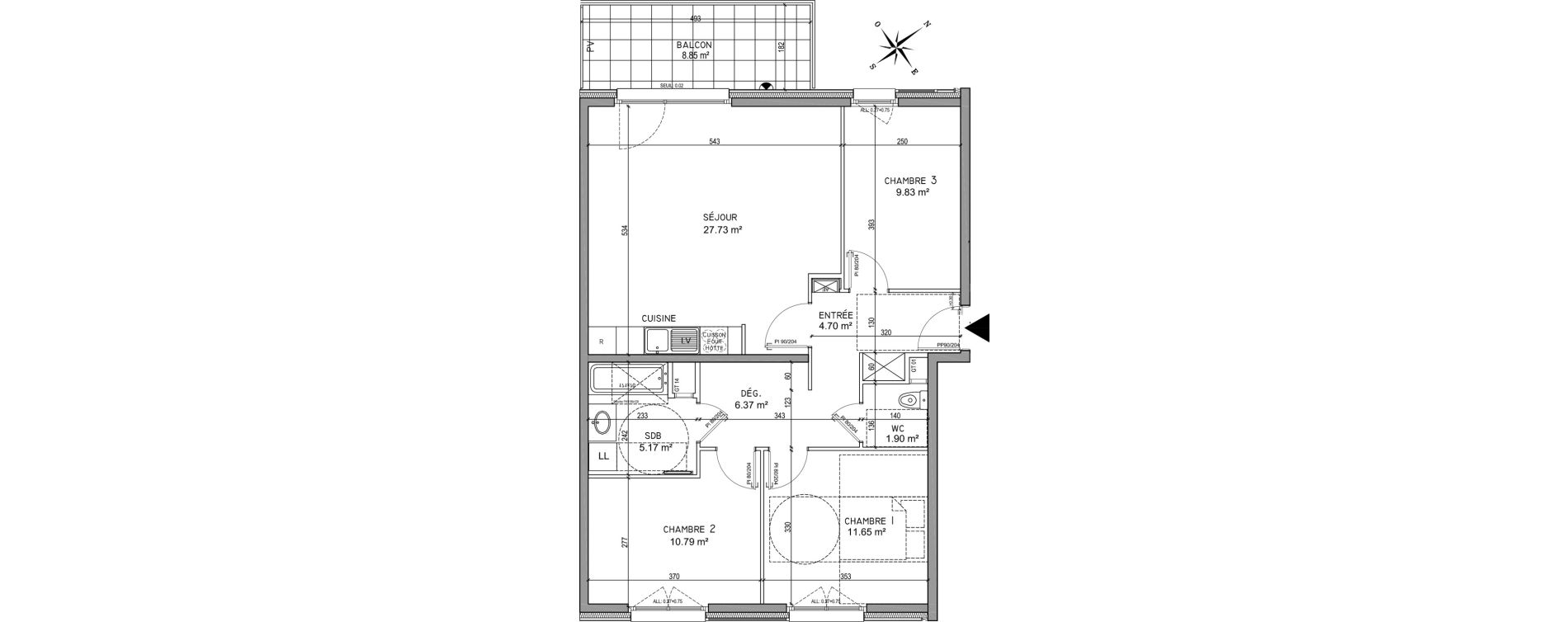 Appartement T4 de 78,14 m2 &agrave; Oberhausbergen Centre