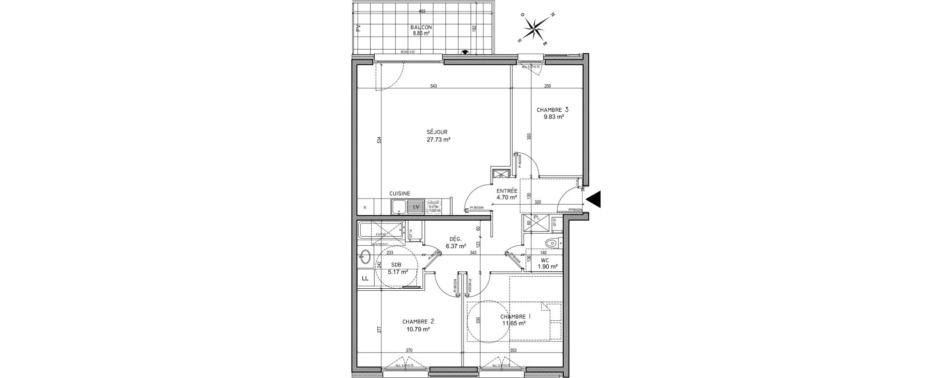 Appartement T4 de 78,13 m2 &agrave; Oberhausbergen Centre