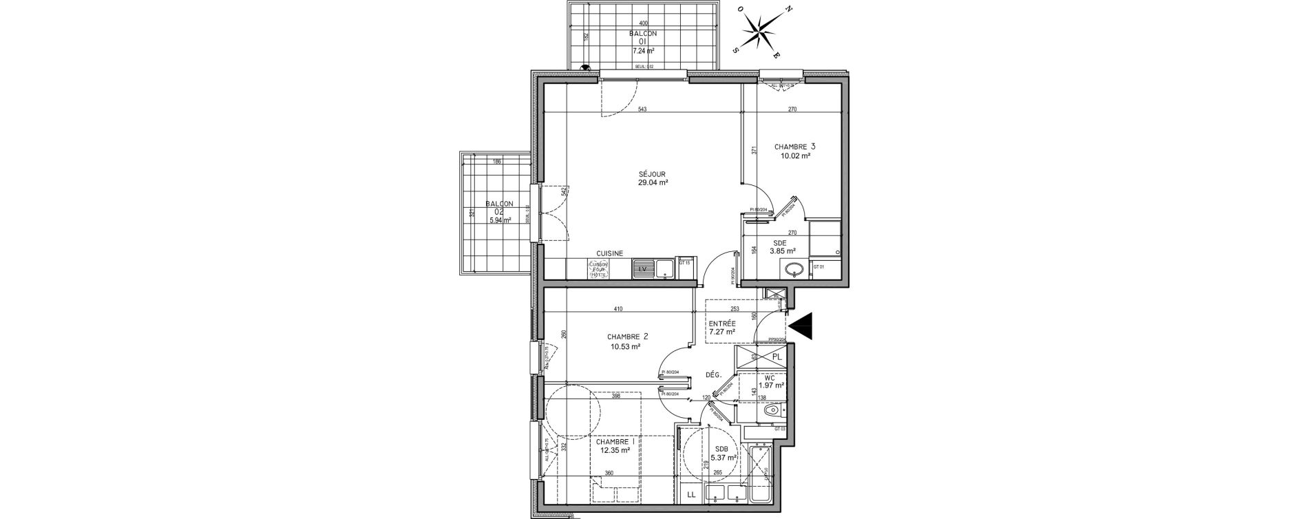 Appartement T4 de 80,40 m2 &agrave; Oberhausbergen Centre
