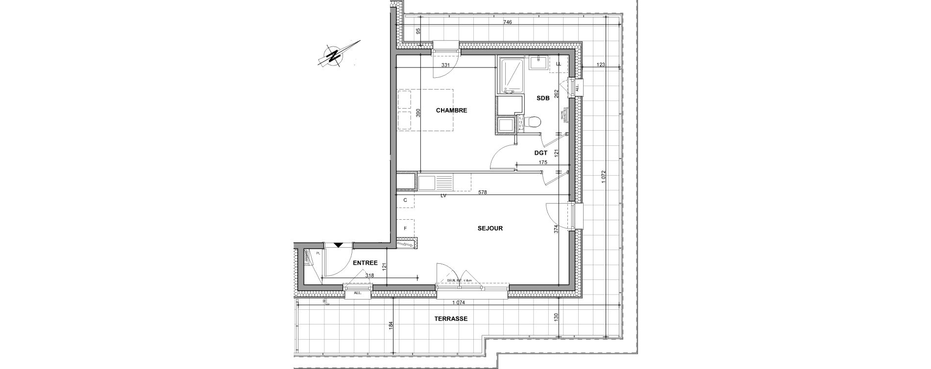 Appartement T2 de 45,40 m2 &agrave; Oberhausbergen Centre