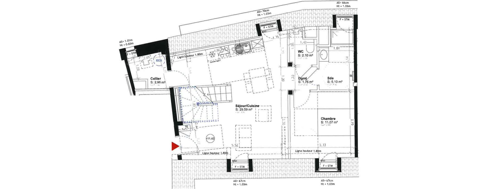 Duplex T3 de 66,60 m2 &agrave; Obernai Centre