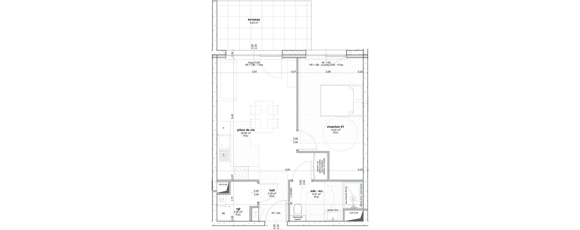 Appartement T2 de 45,01 m2 &agrave; Ottersthal Centre