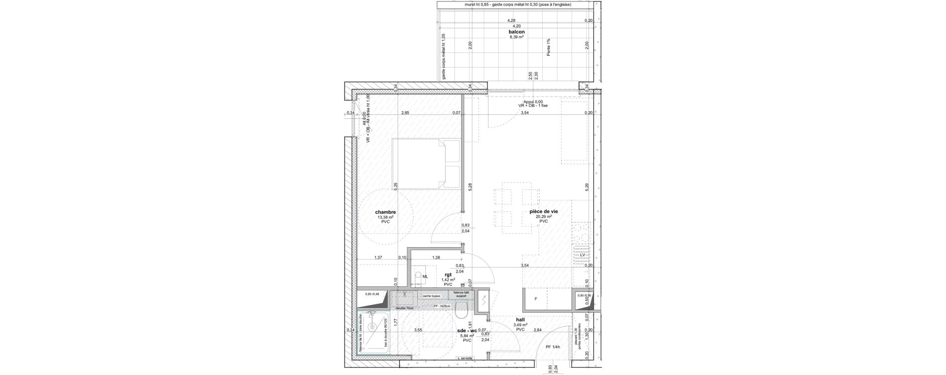 Appartement T2 de 44,42 m2 &agrave; Ottersthal Centre