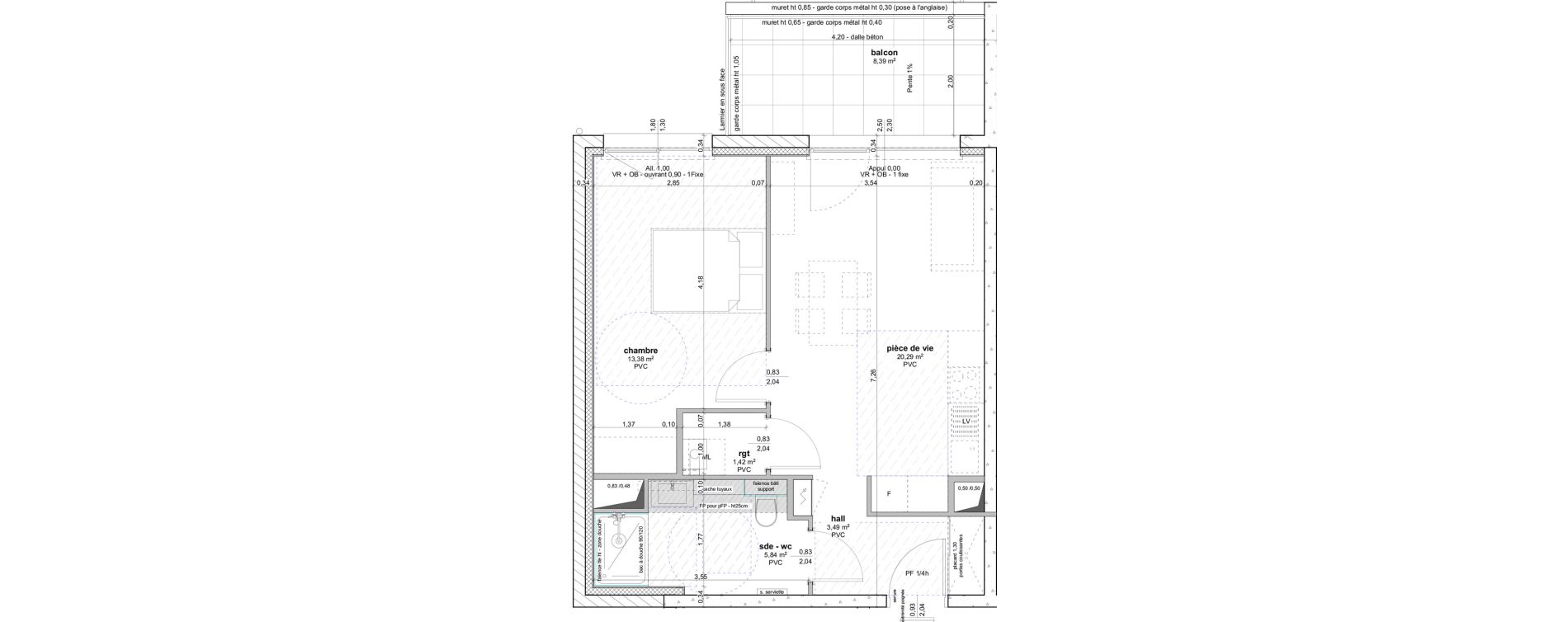 Appartement T2 de 44,42 m2 &agrave; Ottersthal Centre