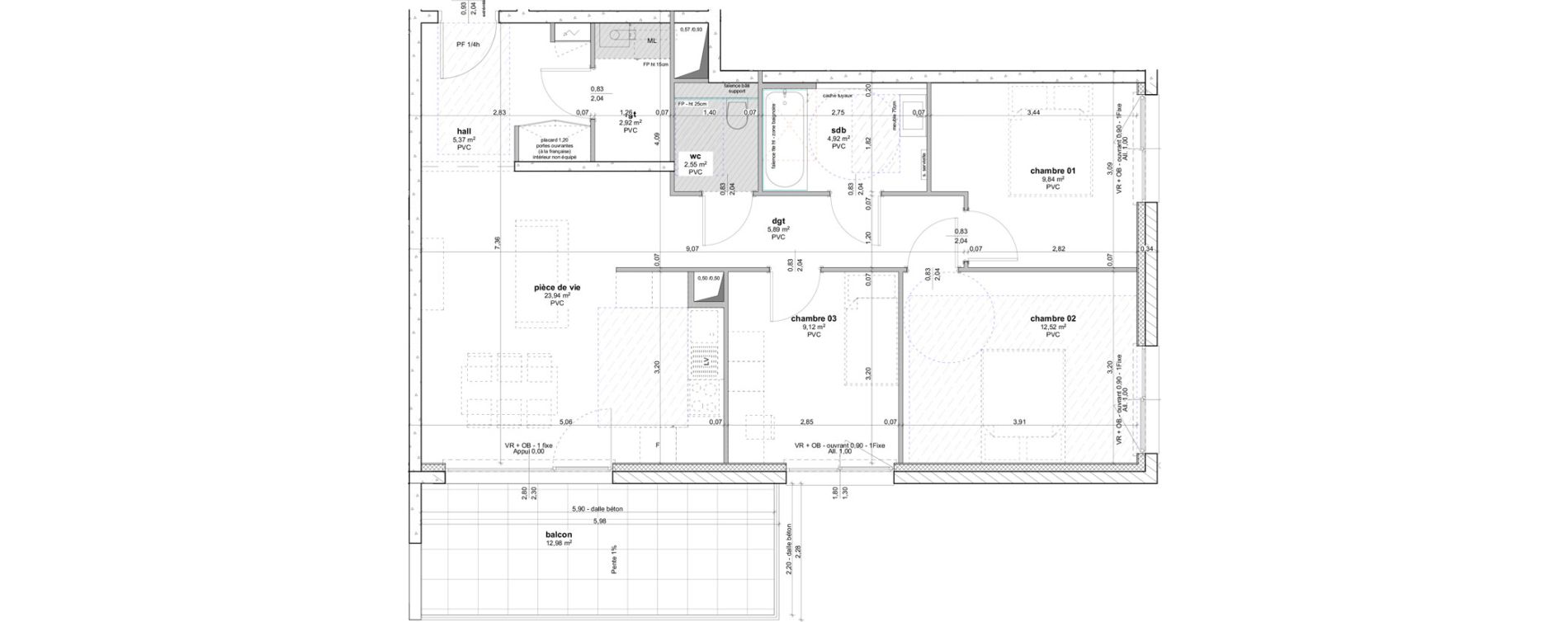 Appartement T4 de 77,07 m2 &agrave; Ottersthal Centre