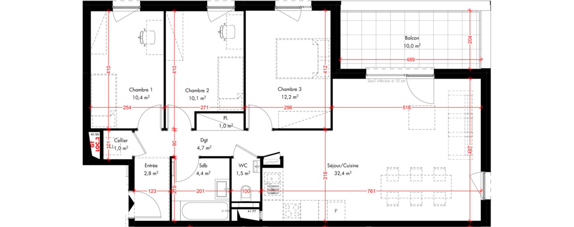 Appartement T4 de 80,50 m2 &agrave; Pfulgriesheim Centre