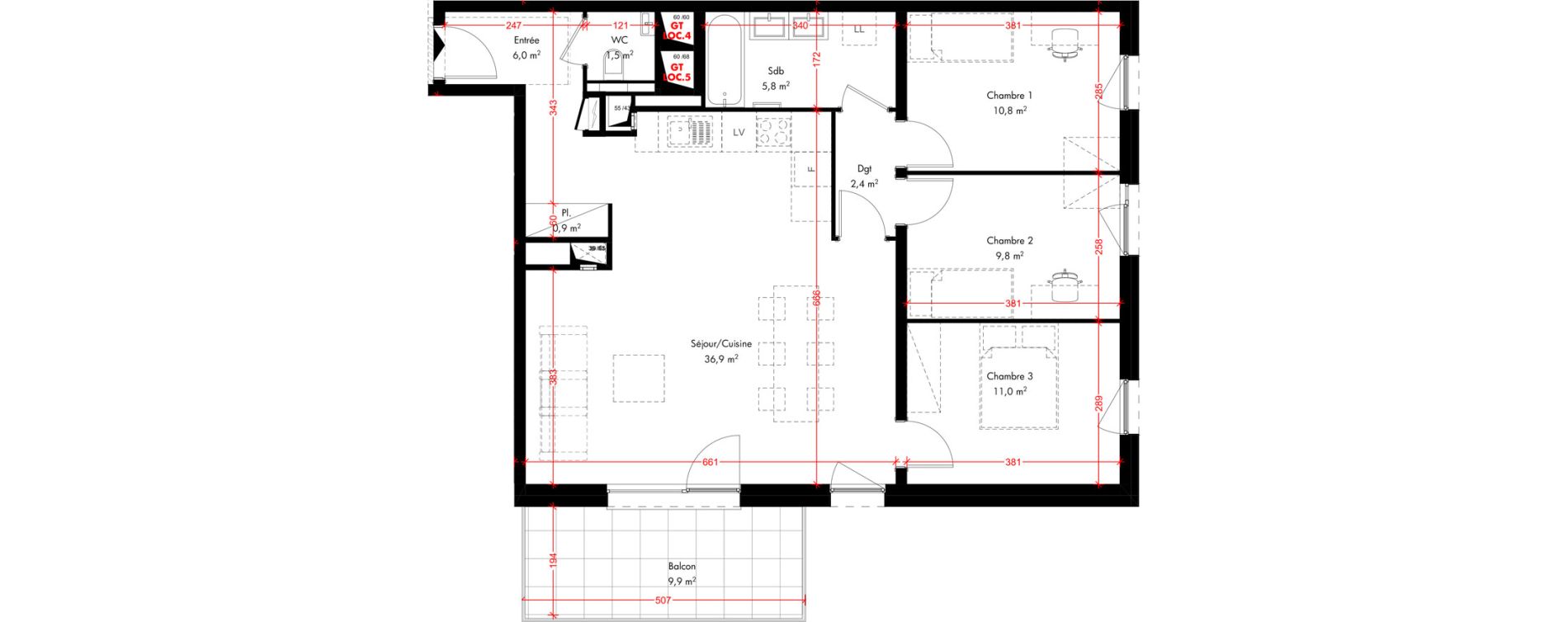 Appartement T4 de 85,10 m2 &agrave; Pfulgriesheim Centre