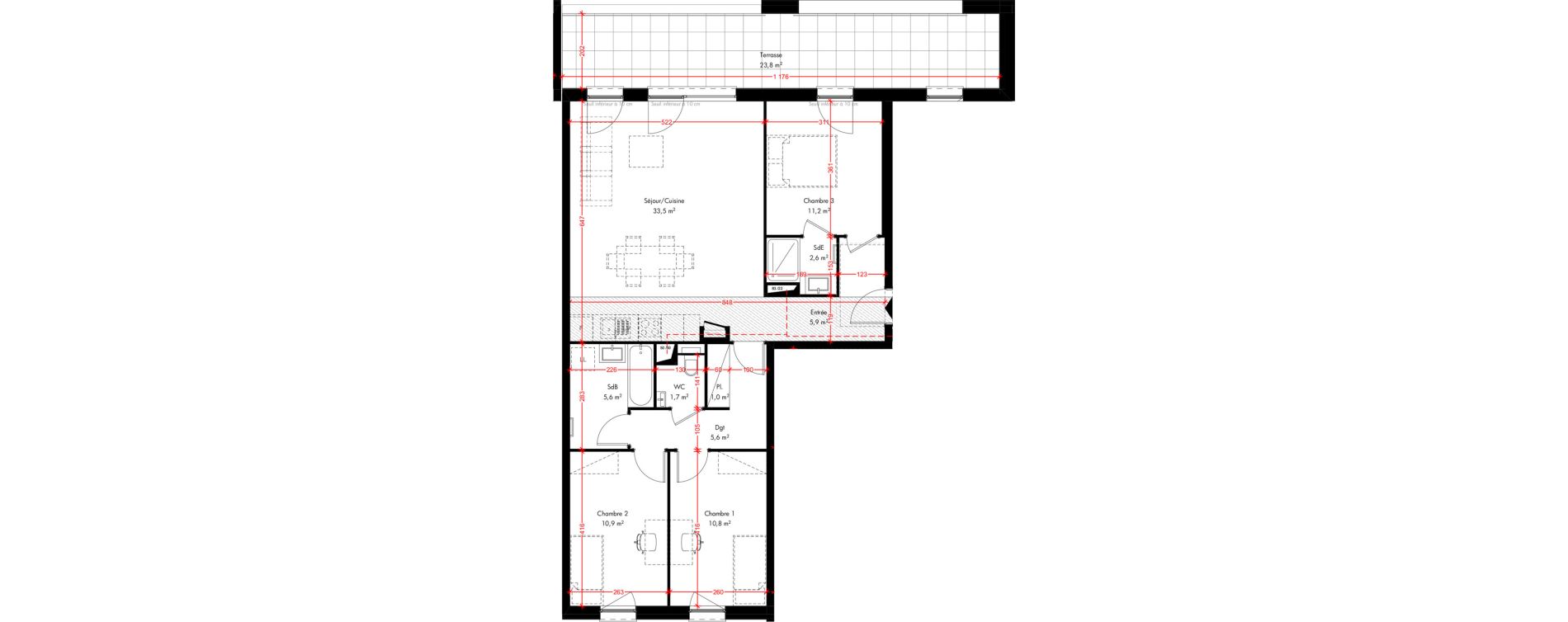 Appartement T4 de 88,80 m2 &agrave; Pfulgriesheim Centre