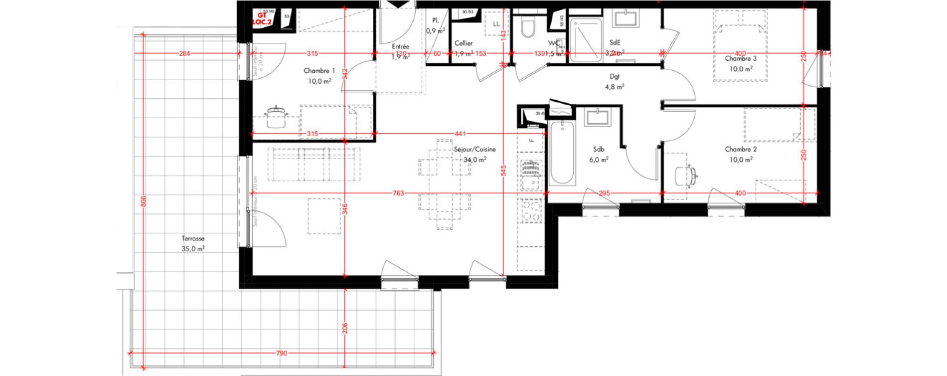 Appartement T4 de 84,20 m2 &agrave; Pfulgriesheim Centre