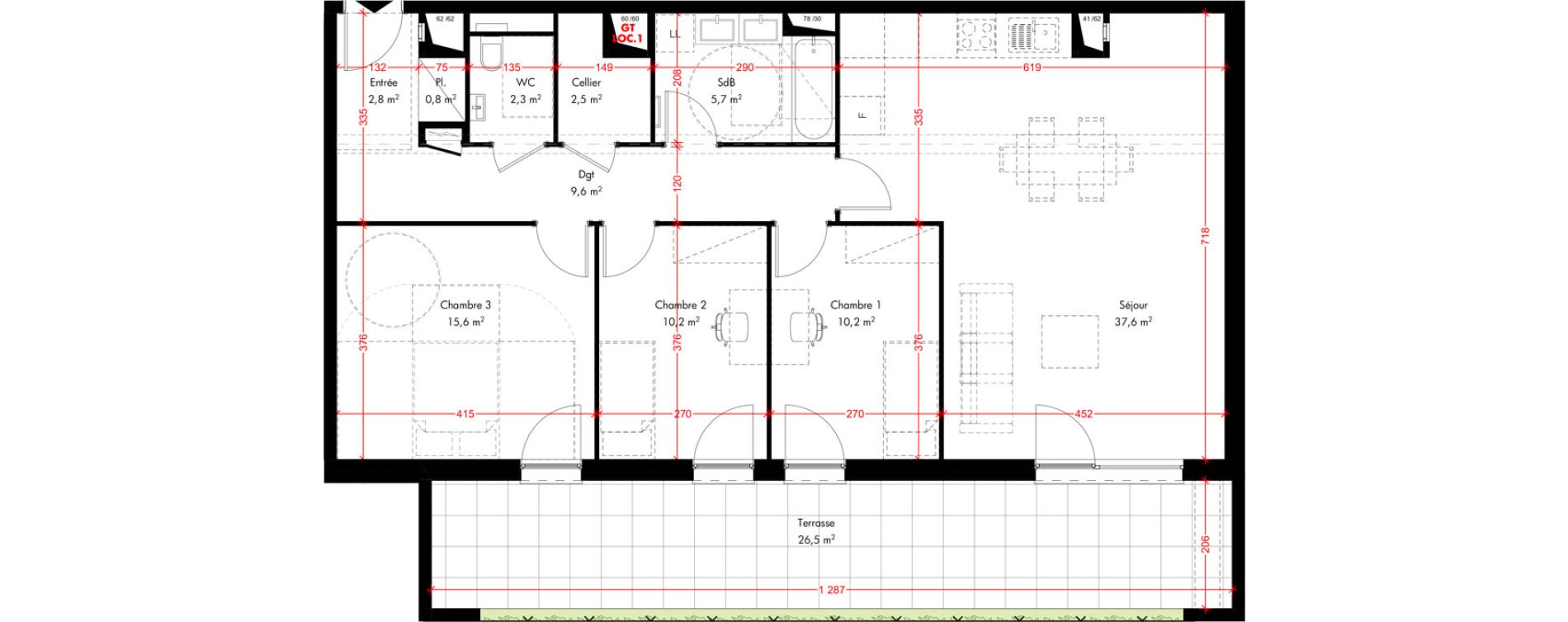 Appartement T4 de 97,30 m2 &agrave; Pfulgriesheim Centre