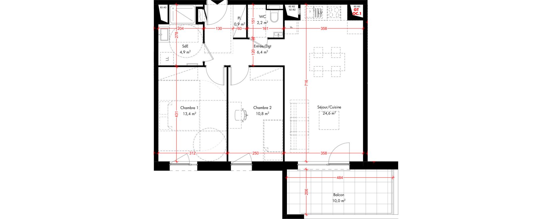 Appartement T3 de 63,20 m2 &agrave; Pfulgriesheim Centre