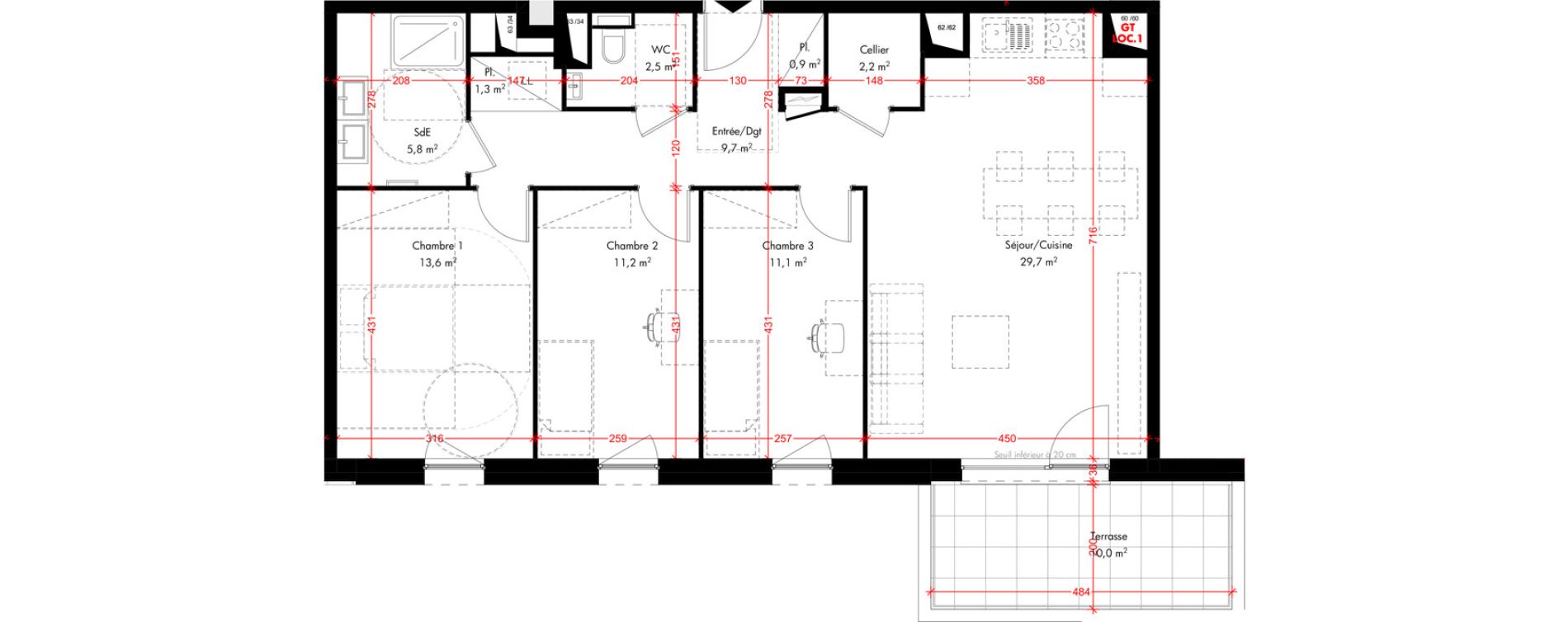 Appartement T4 de 88,00 m2 &agrave; Pfulgriesheim Centre