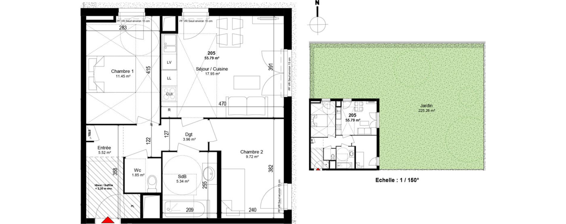 Appartement T3 de 55,79 m2 &agrave; Rosheim Centre