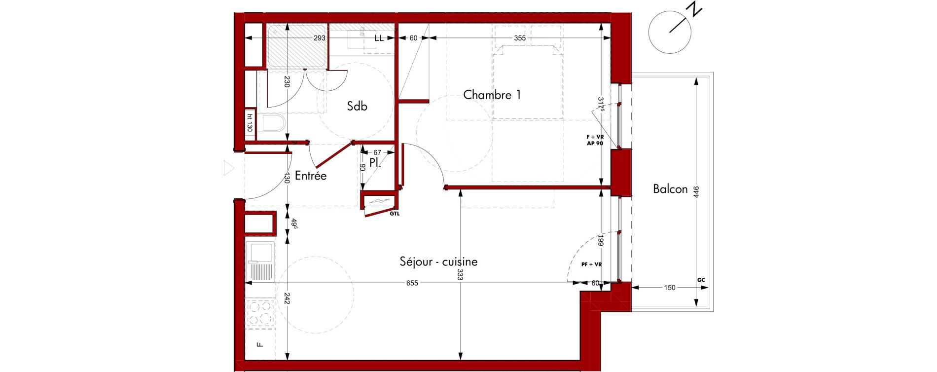 Appartement T2 de 44,40 m2 &agrave; Saverne Centre