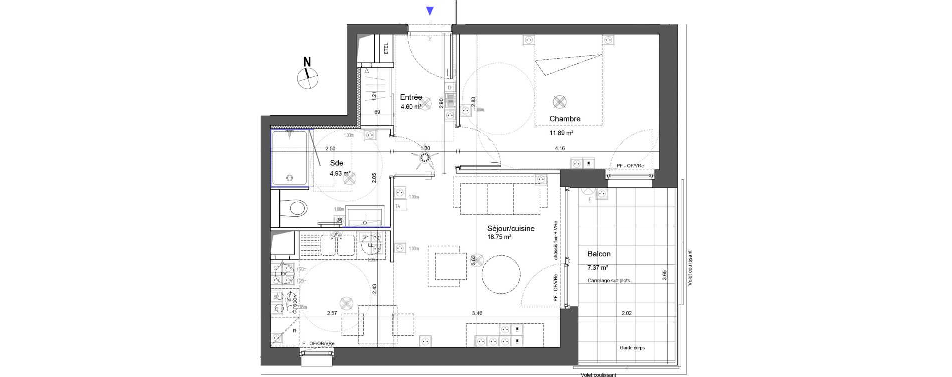 Appartement T2 de 40,17 m2 à Schiltigheim Centre