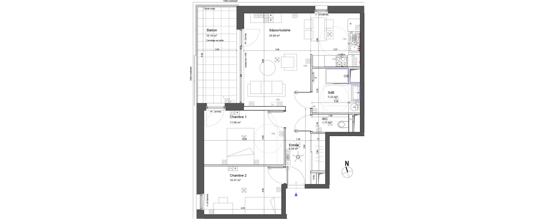 Appartement T3 de 60,54 m2 &agrave; Schiltigheim Centre