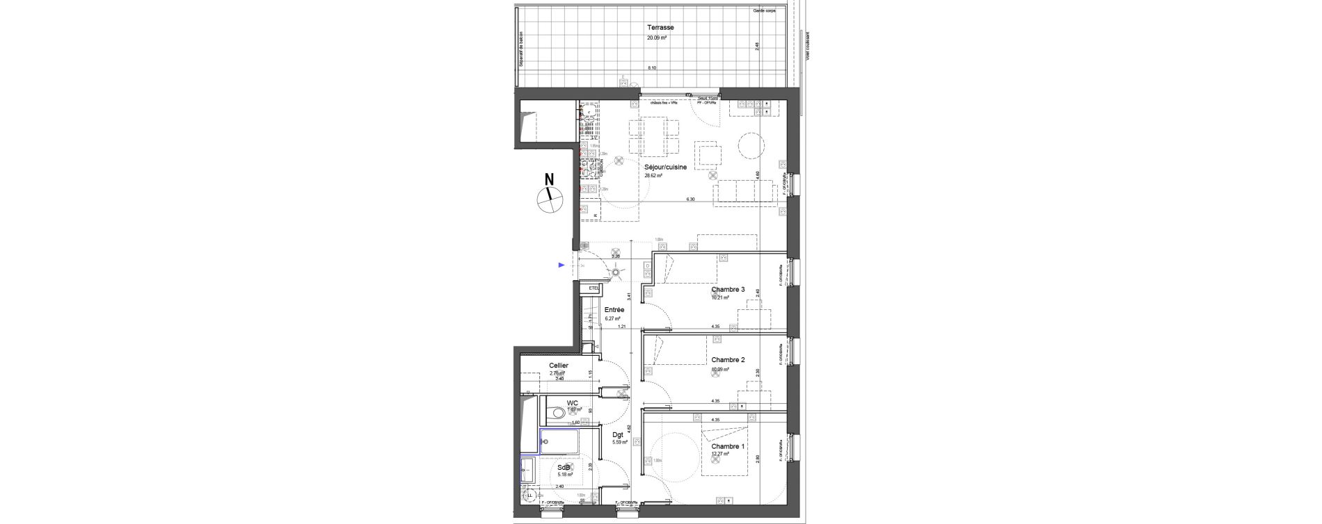 Appartement T4 de 82,48 m2 &agrave; Schiltigheim Centre