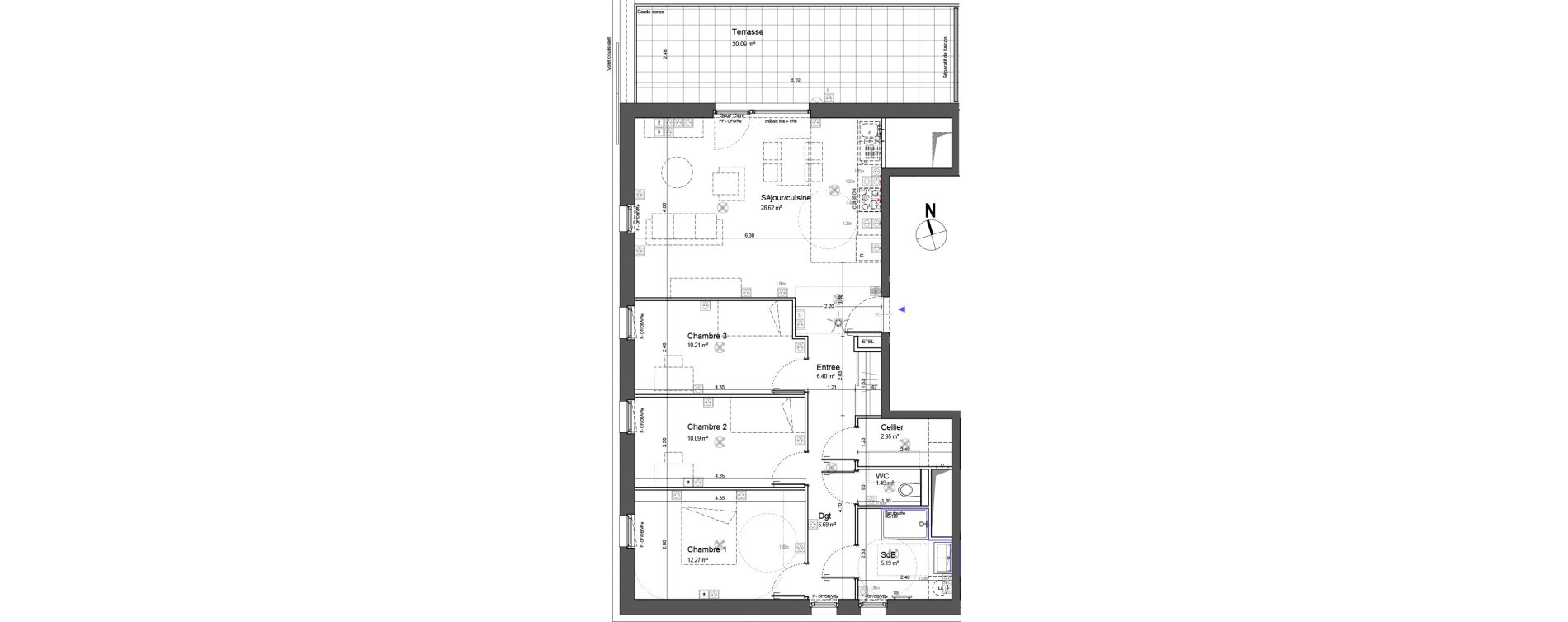 Appartement T4 de 82,91 m2 &agrave; Schiltigheim Centre