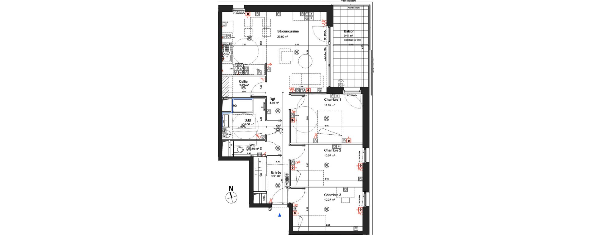 Appartement T4 de 78,04 m2 &agrave; Schiltigheim Centre