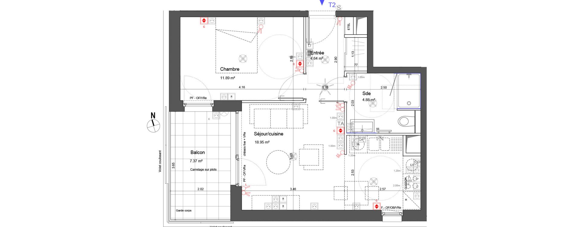 Appartement T2 de 40,36 m2 &agrave; Schiltigheim Centre
