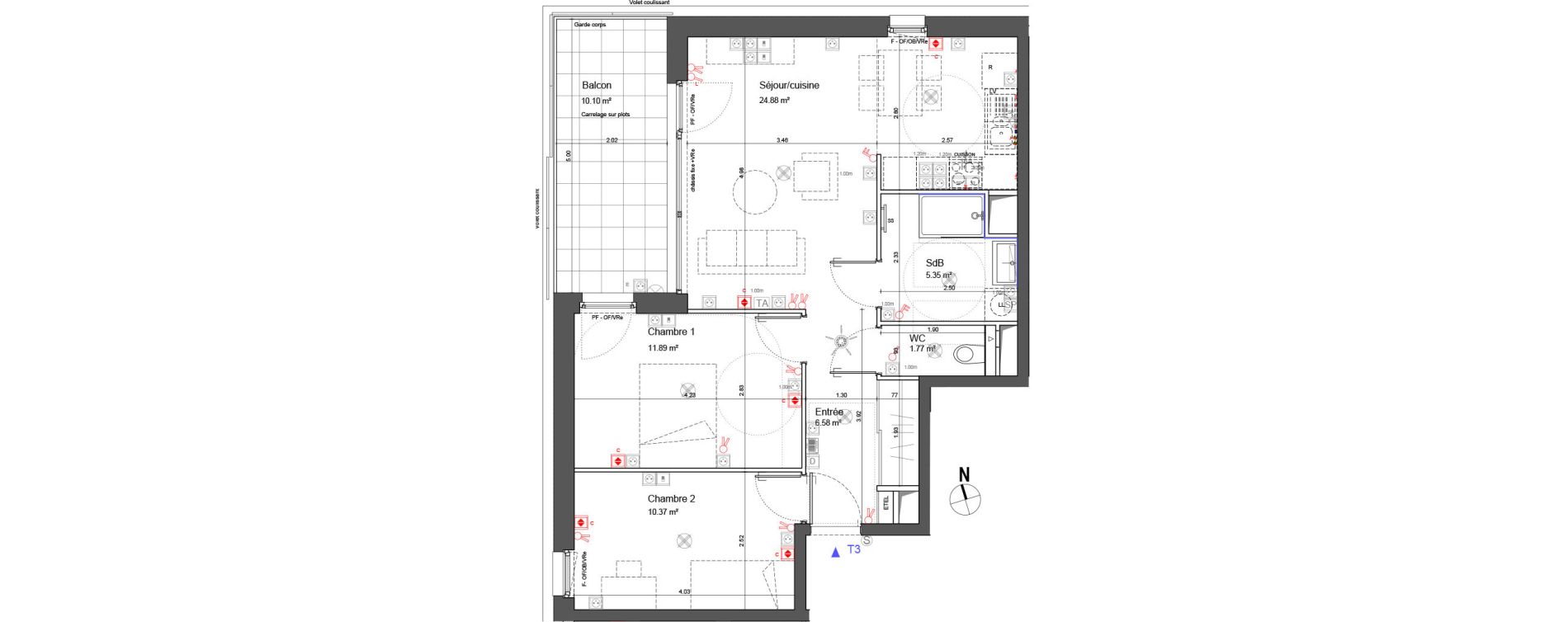 Appartement T3 de 60,84 m2 &agrave; Schiltigheim Centre
