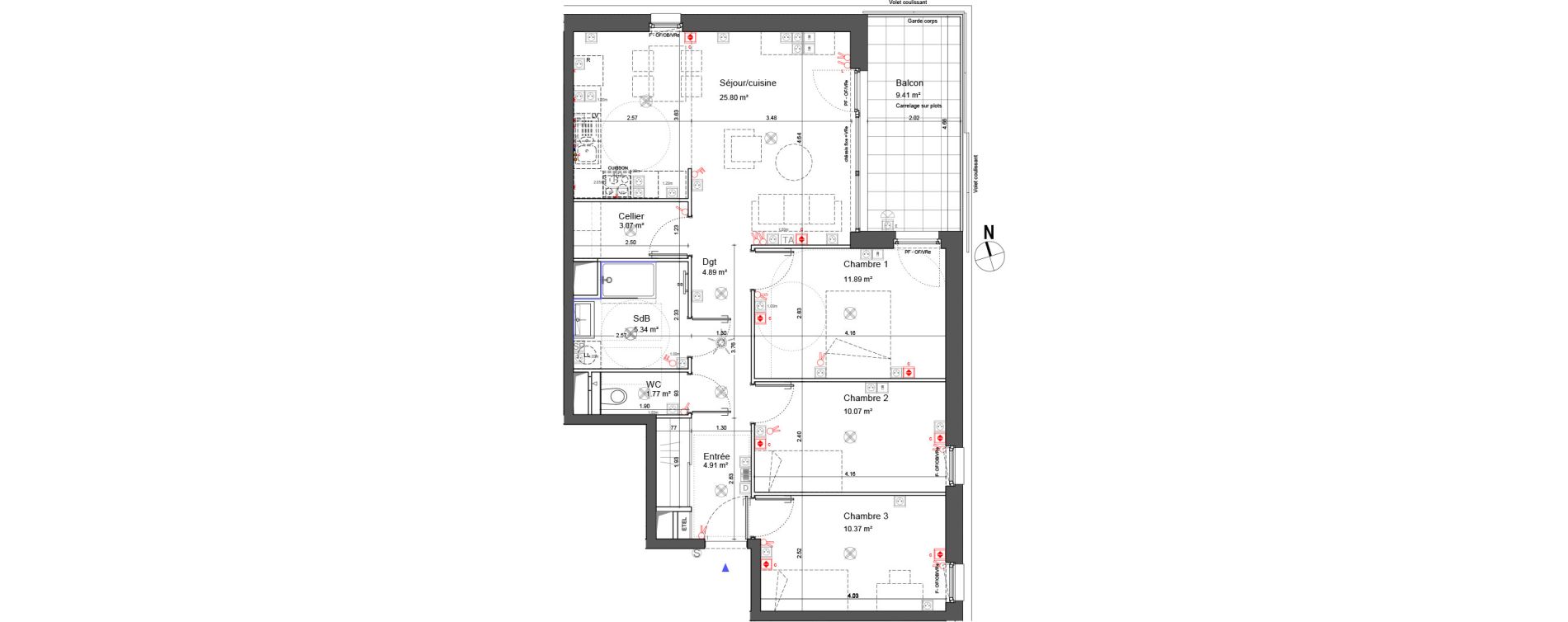 Appartement T4 de 78,11 m2 &agrave; Schiltigheim Centre