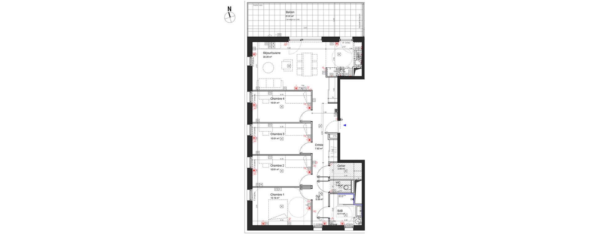 Appartement T5 de 93,53 m2 &agrave; Schiltigheim Centre