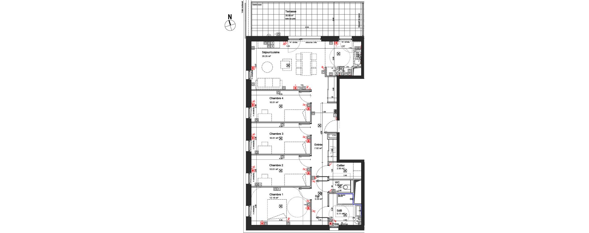 Appartement T5 de 93,53 m2 &agrave; Schiltigheim Centre
