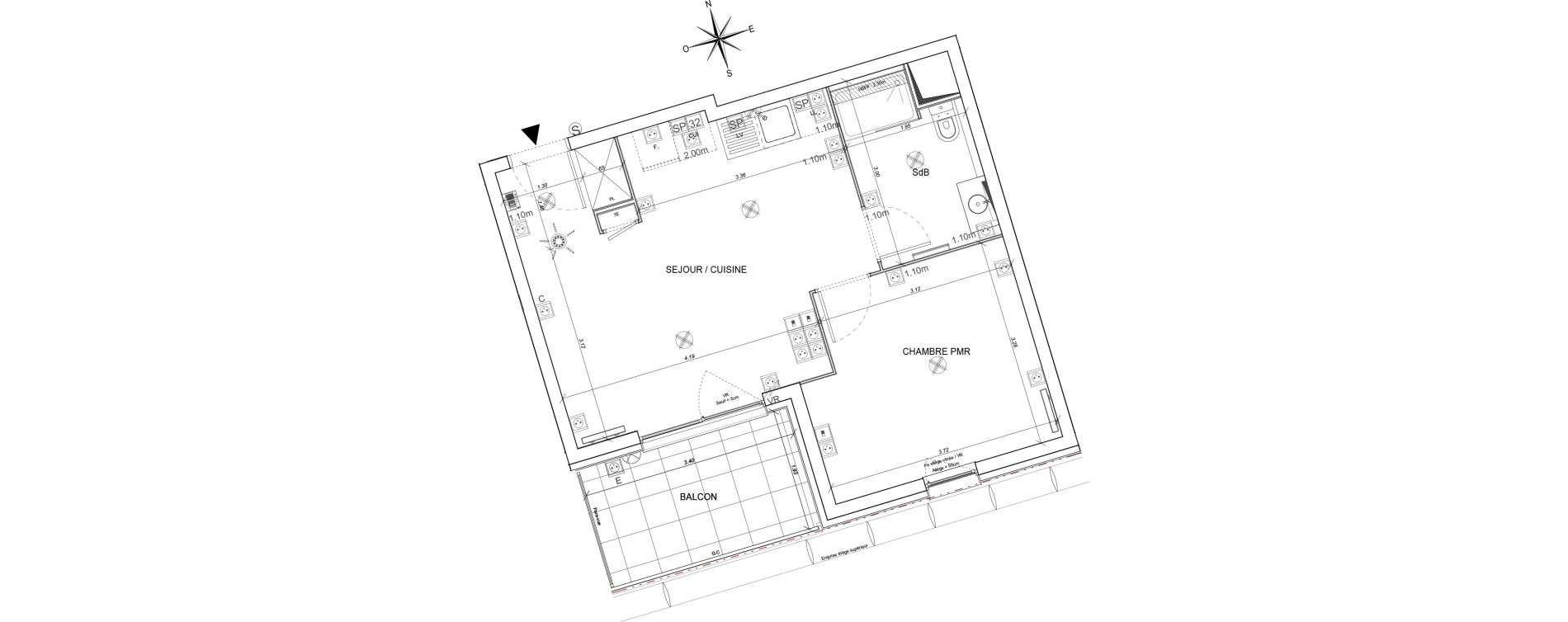 Appartement T2 de 38,55 m2 &agrave; Schiltigheim Fischer