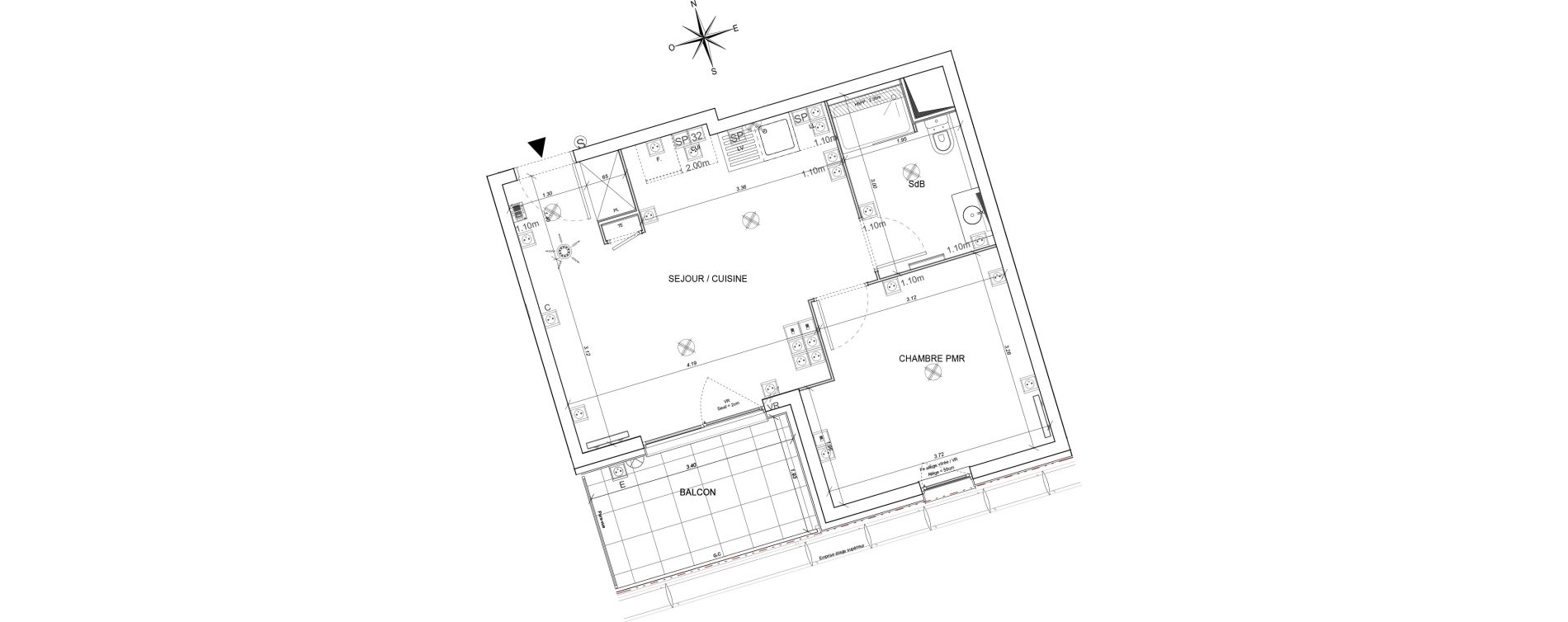 Appartement T2 de 38,55 m2 &agrave; Schiltigheim Fischer