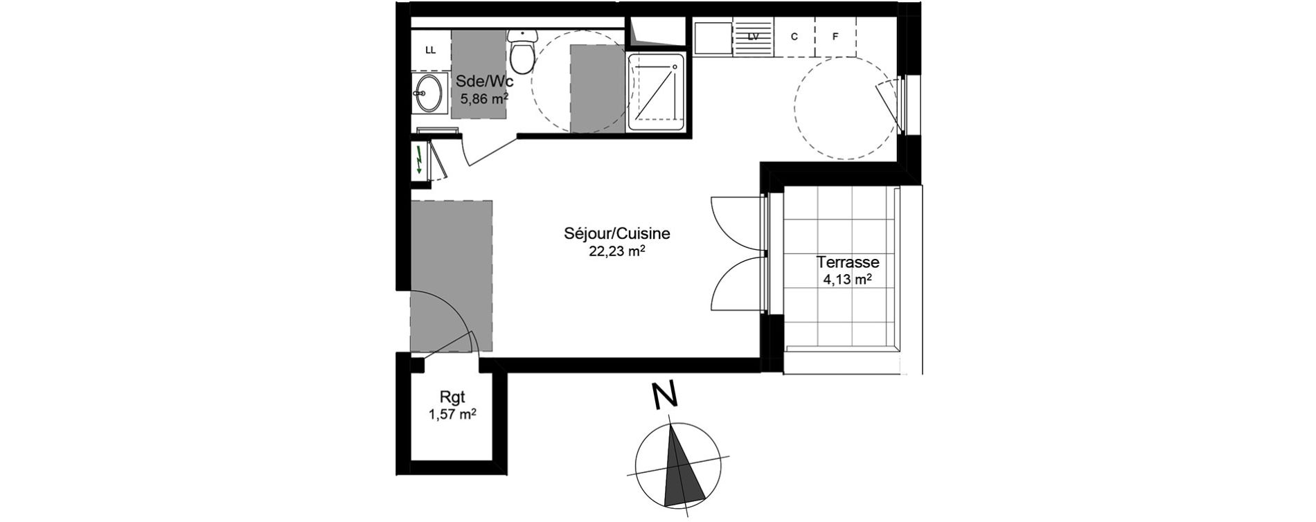 Appartement T1 de 29,66 m2 &agrave; Schiltigheim Centre