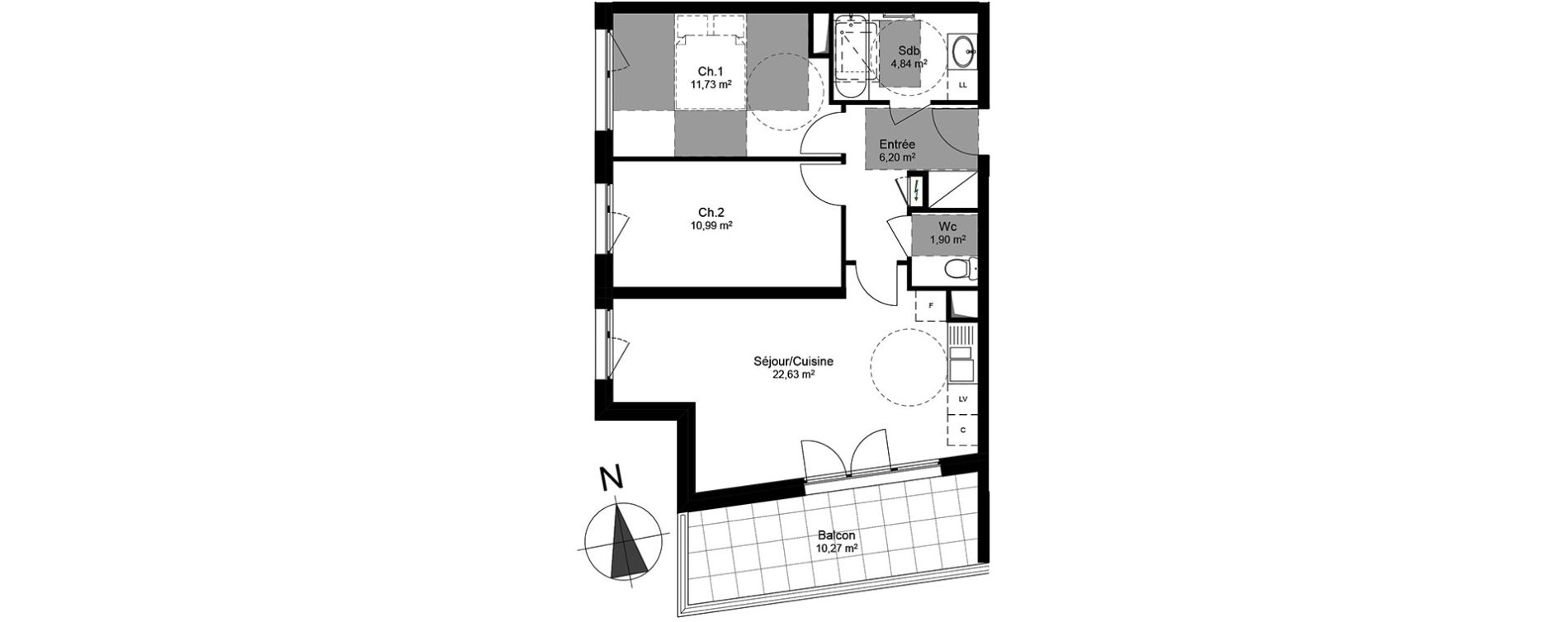 Appartement T3 de 58,29 m2 &agrave; Schiltigheim Centre