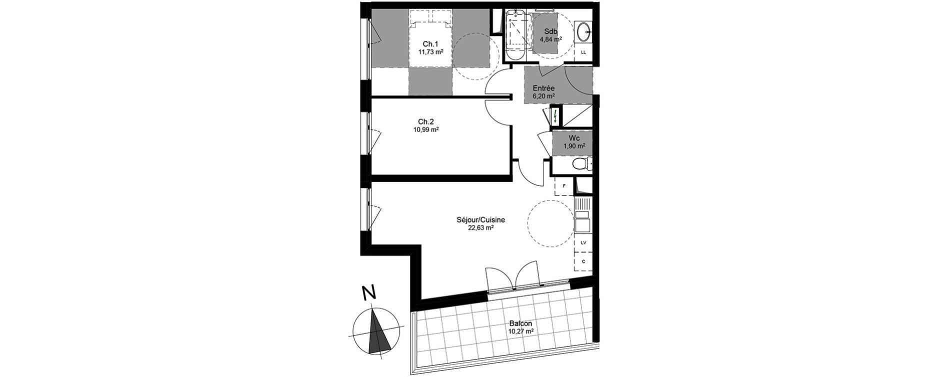 Appartement T3 de 58,29 m2 &agrave; Schiltigheim Centre