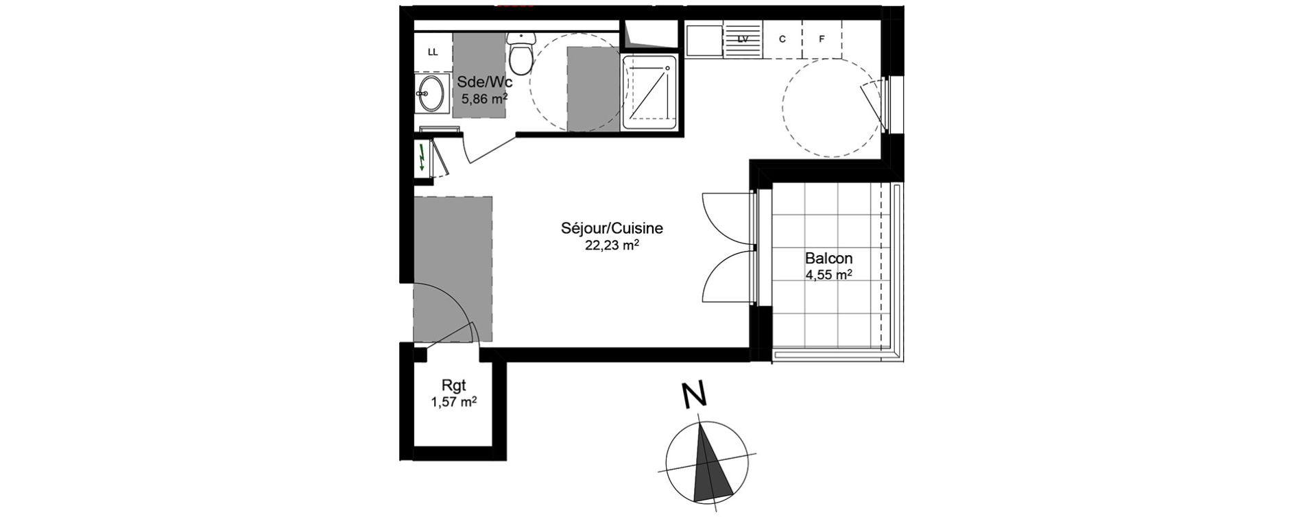 Appartement T1 de 26,66 m2 &agrave; Schiltigheim Centre