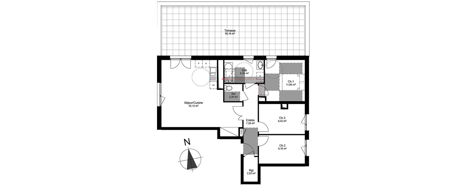 Appartement T4 de 81,02 m2 &agrave; Schiltigheim Centre
