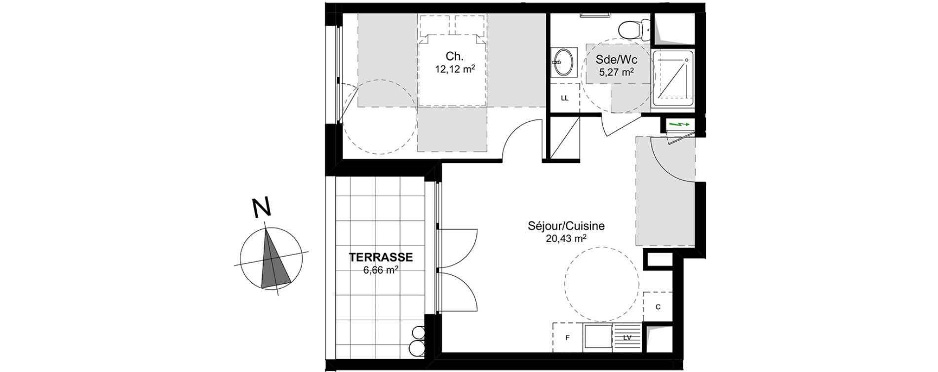 Appartement T2 de 37,82 m2 &agrave; Schiltigheim Centre