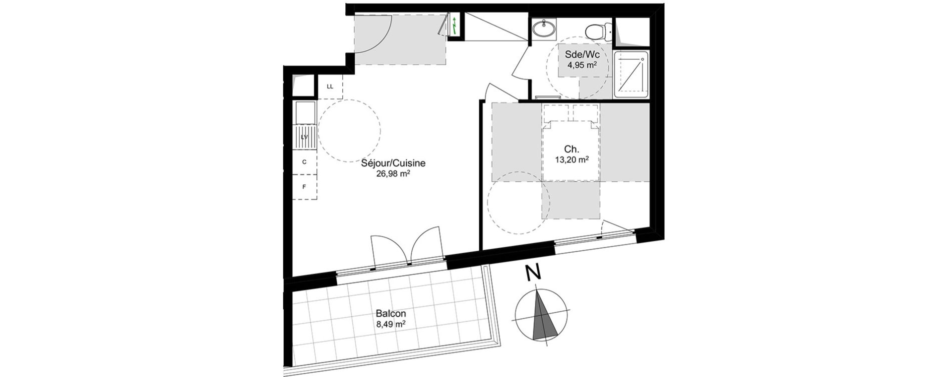 Appartement T2 de 45,13 m2 &agrave; Schiltigheim Centre