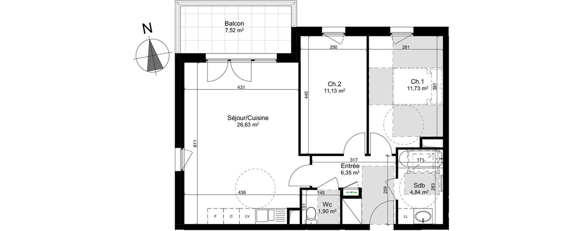 Appartement T3 de 62,58 m2 &agrave; Schiltigheim Centre