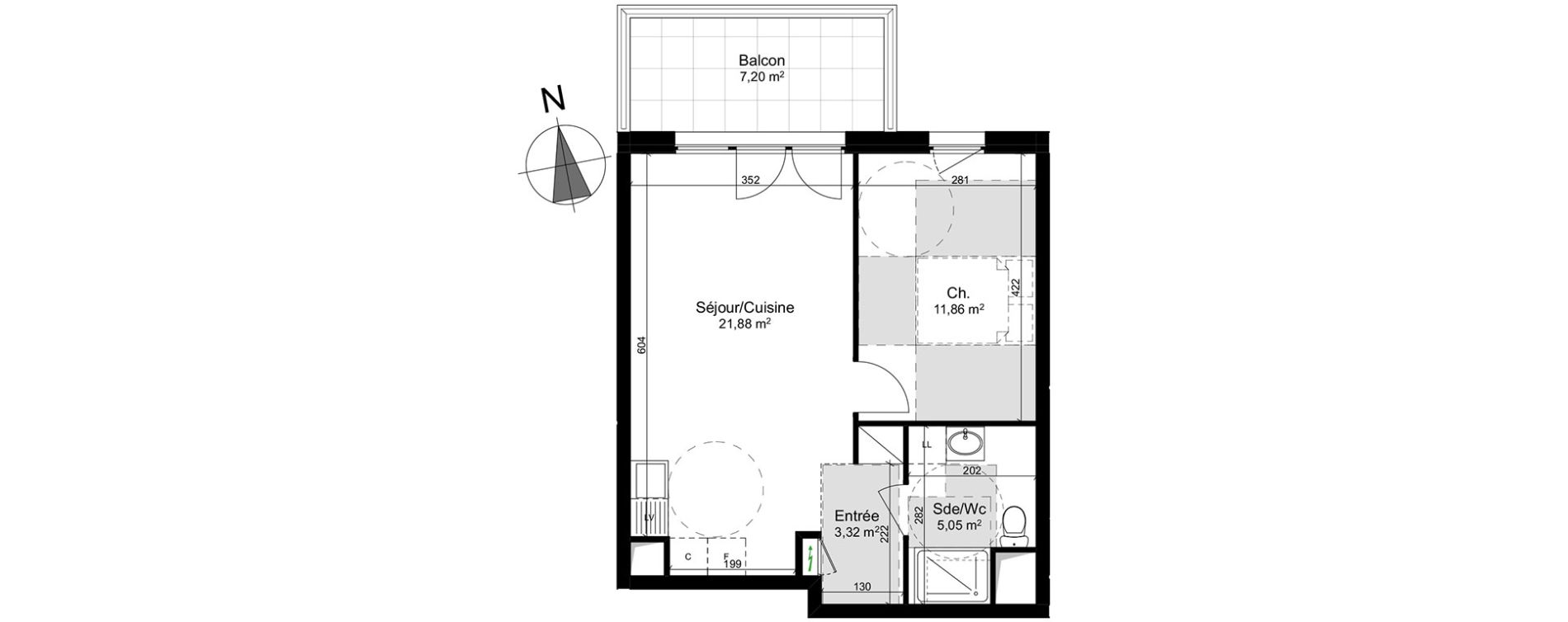 Appartement T2 de 42,11 m2 &agrave; Schiltigheim Centre