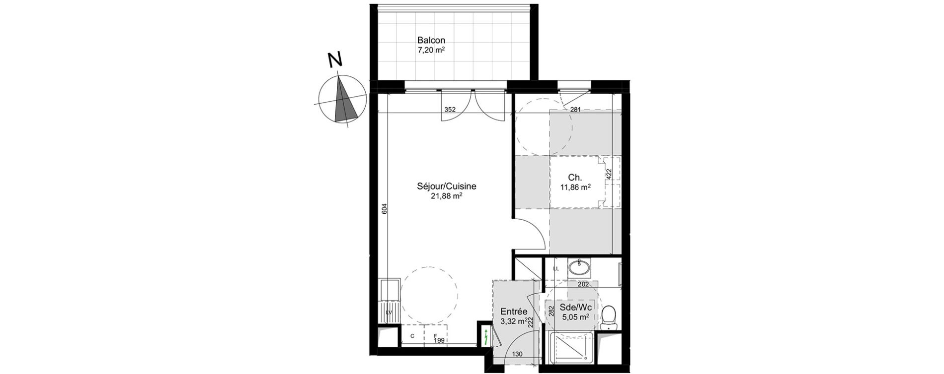 Appartement T2 de 42,11 m2 &agrave; Schiltigheim Centre