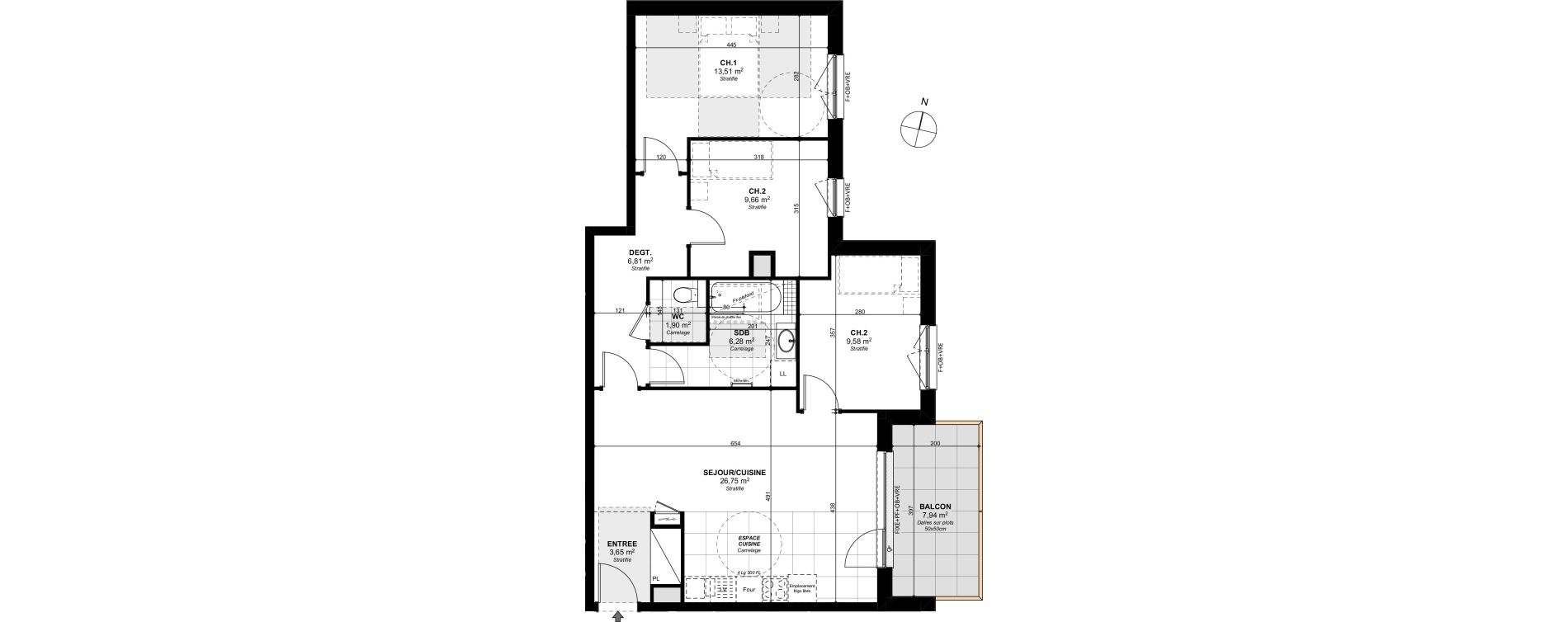 Appartement T4 de 78,14 m2 &agrave; Schiltigheim Centre