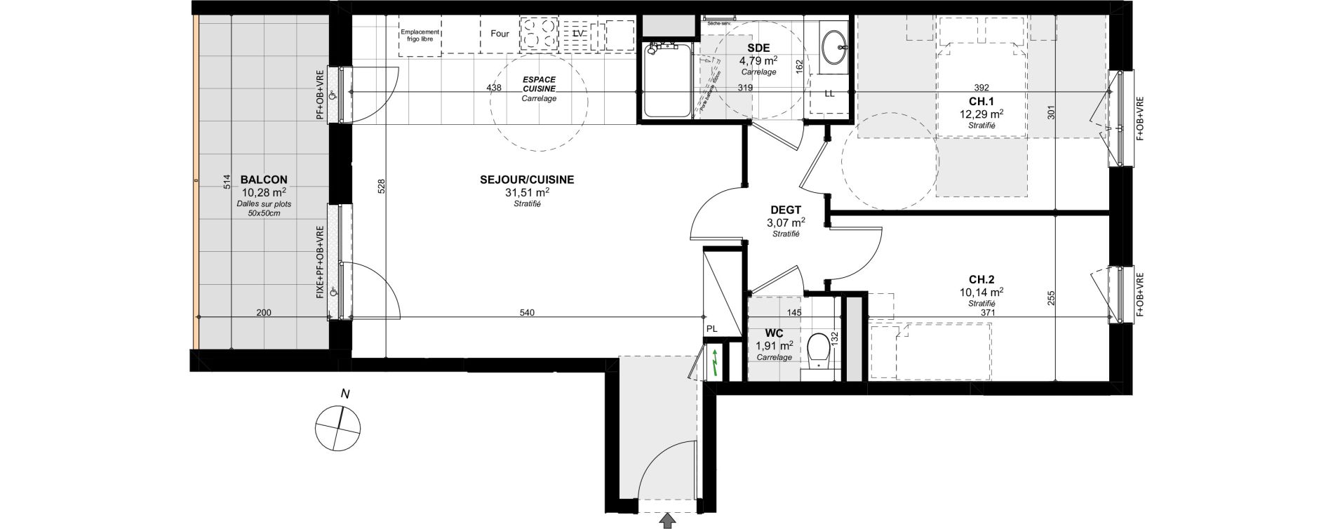 Appartement T3 de 63,71 m2 &agrave; Schiltigheim Centre