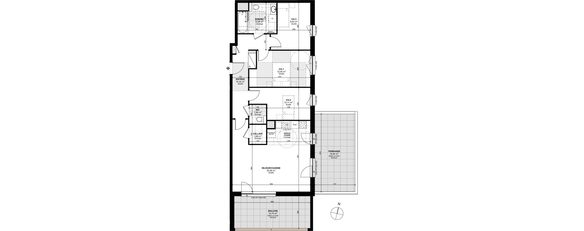 Appartement T4 de 83,63 m2 &agrave; Schiltigheim Centre