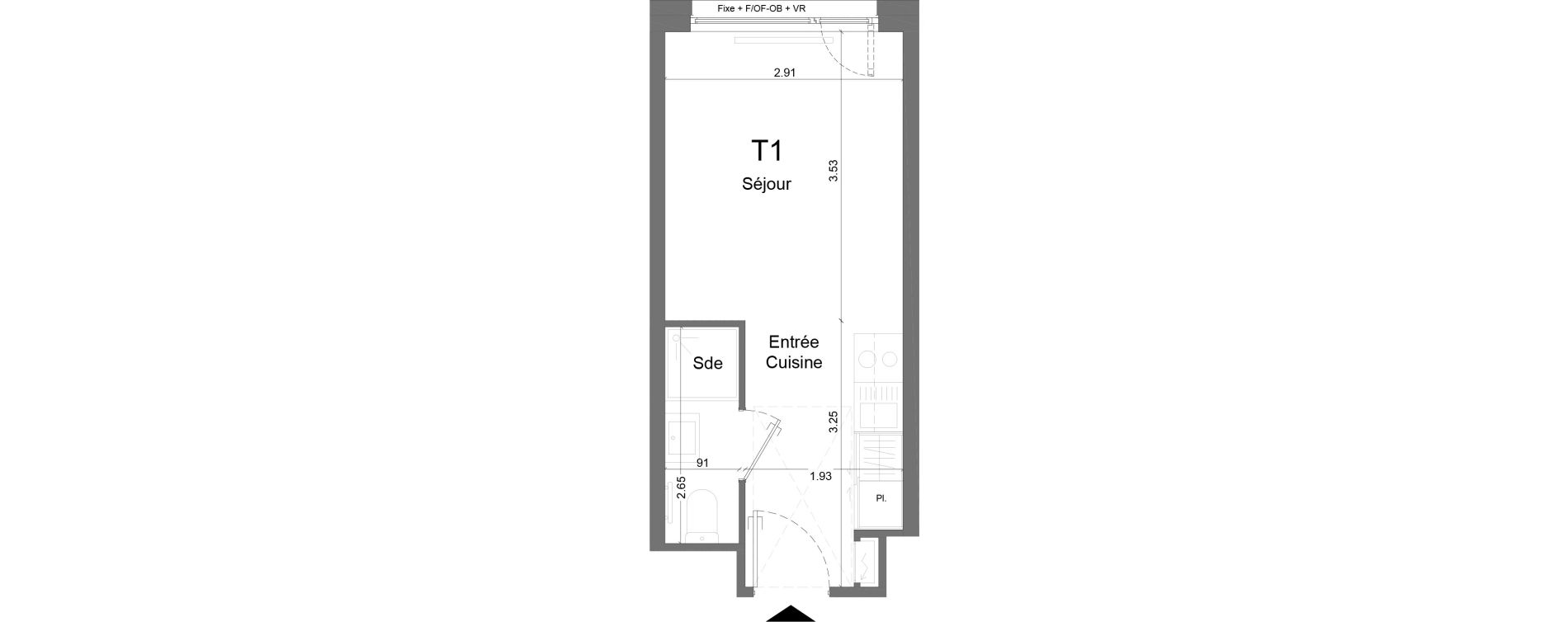 Appartement T1 meubl&eacute; de 18,53 m2 &agrave; Schiltigheim Centre