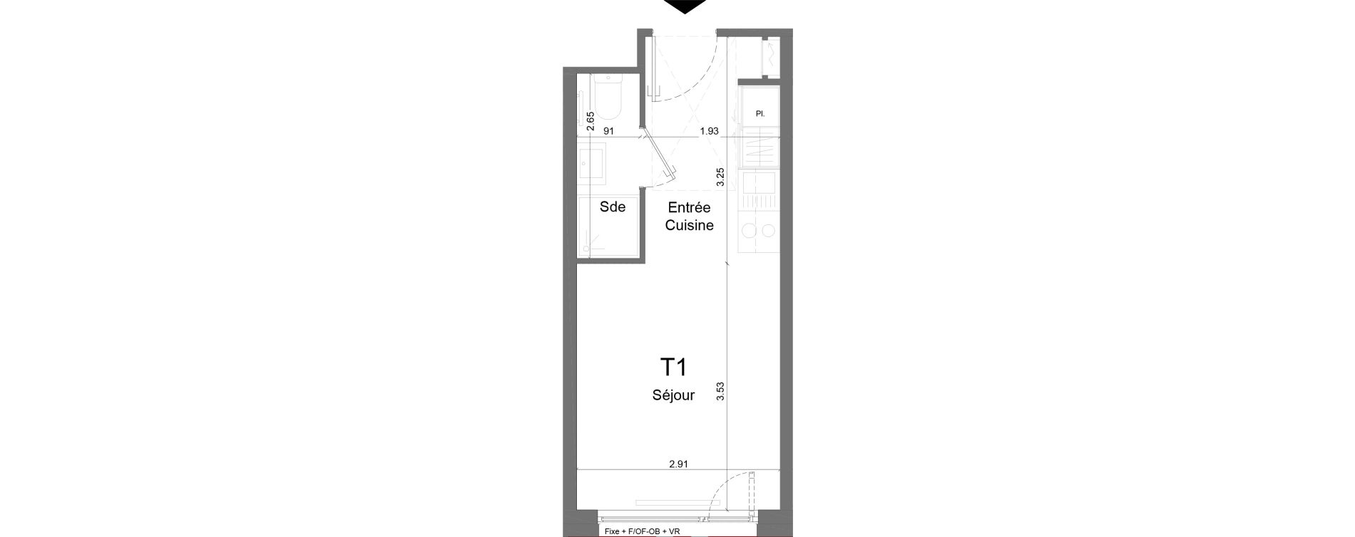 Appartement T1 meubl&eacute; de 18,74 m2 &agrave; Schiltigheim Centre