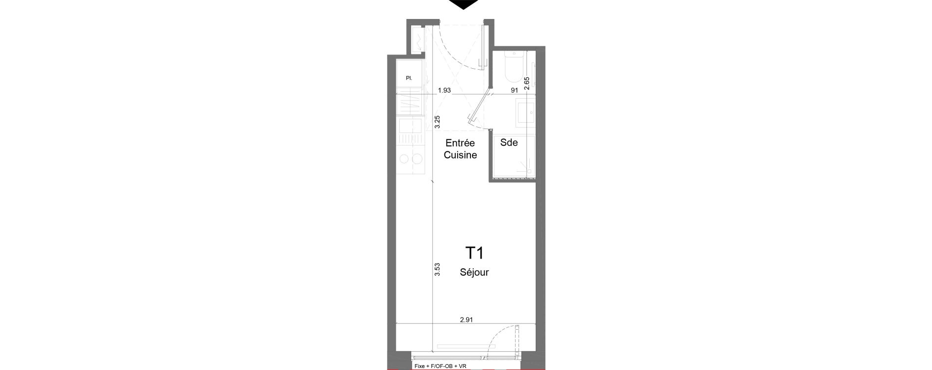 Appartement T1 meubl&eacute; de 18,53 m2 &agrave; Schiltigheim Centre