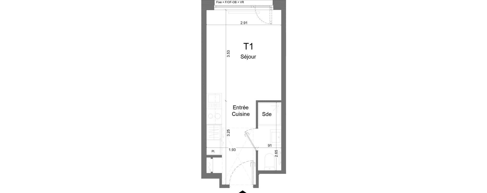 Appartement T1 meubl&eacute; de 18,57 m2 &agrave; Schiltigheim Centre