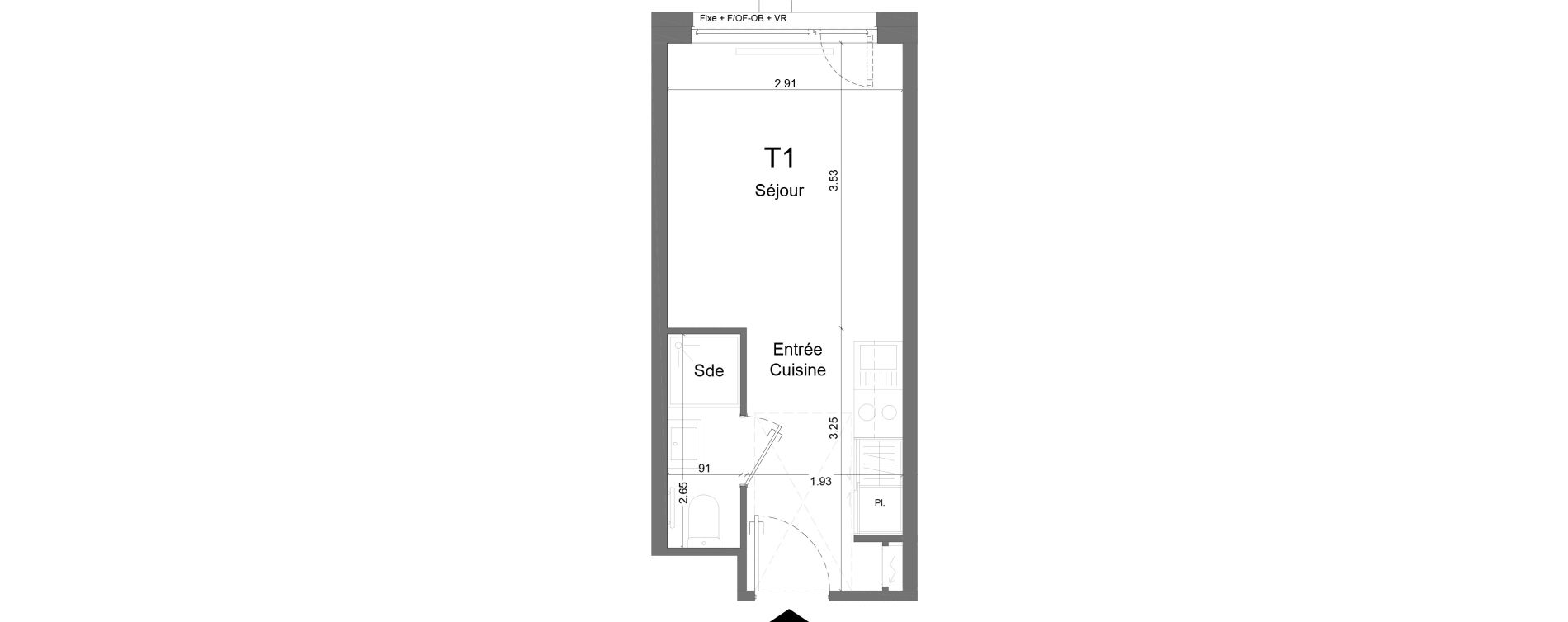 Appartement T1 meubl&eacute; de 18,74 m2 &agrave; Schiltigheim Centre