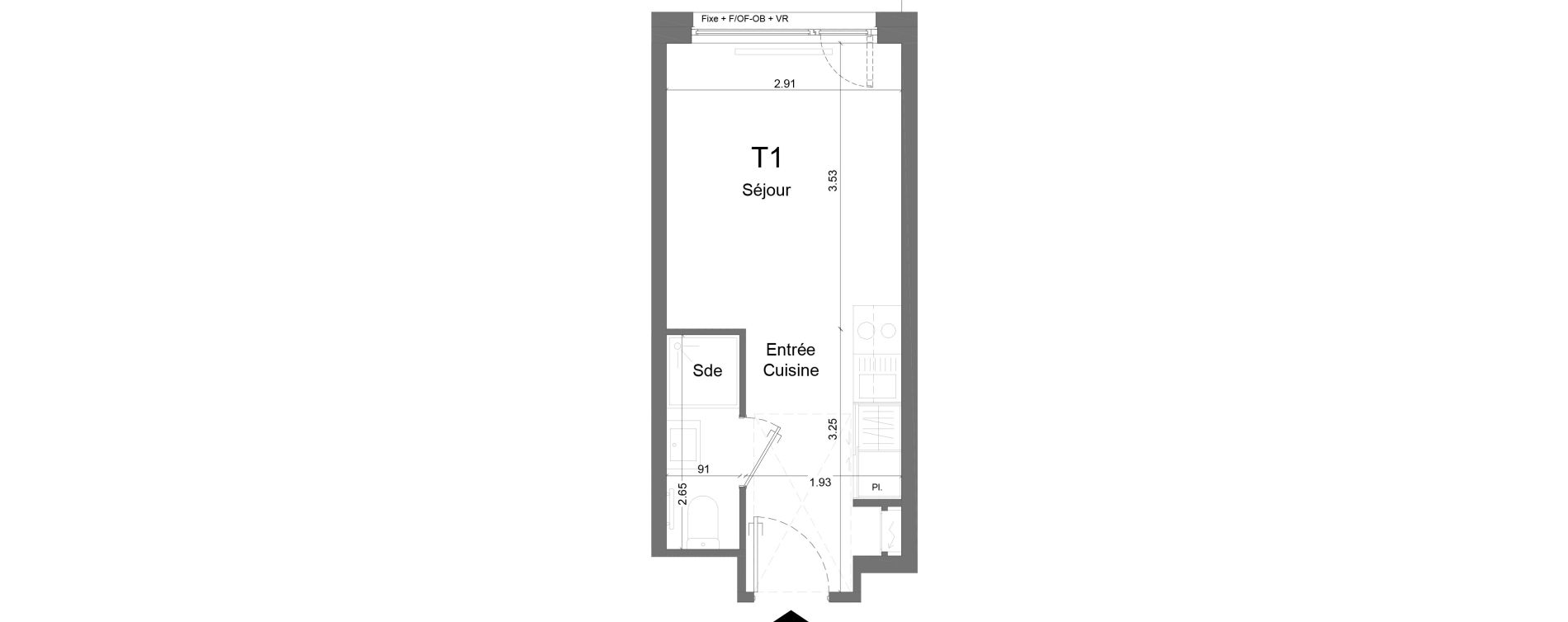 Appartement T1 meubl&eacute; de 18,53 m2 &agrave; Schiltigheim Centre